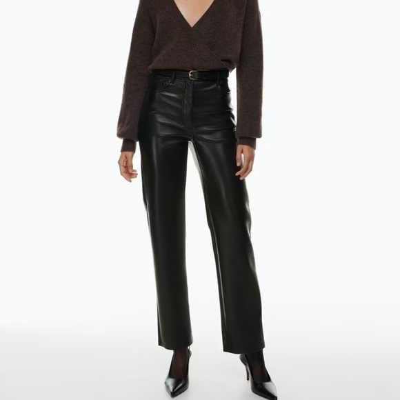 Aritzia Wilfred Melina Pant High-Waisted Vegan Leather Pants in Black - Sz 2 - Picture 1 of 16